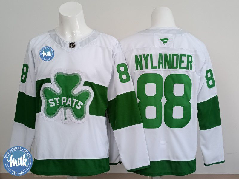 Men 2025 Toronto Maple Leafs #88 Nylander White Green Fanatics Home Premium NHL Jersey style 2